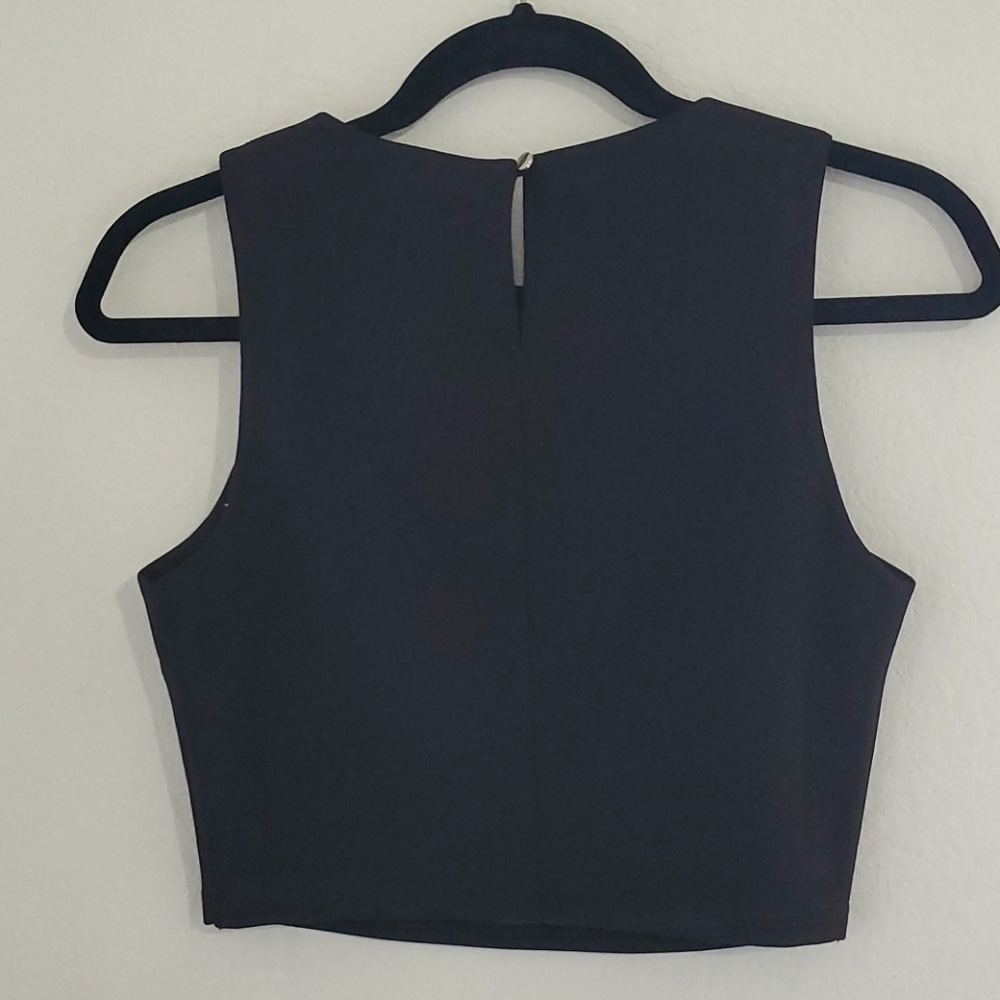 Verty Clear rhinestones mirror embellished black crop top Small show dance NWT - Picture 3 of 9